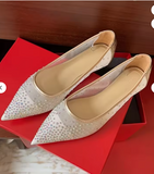 Designer Diamond Rhinestone New Soft Sole Mesh Shoes Flat Slipper Pumps Pointed Toe Women Flat Shoes