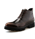 Pointed Toe Fashion Zip up Classic Dress Shoes Comfortable Red Color Lace up Men Casual PU Leather Boots
