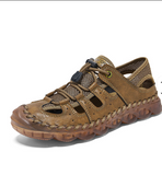 Genuine Leather+Mesh Breathable Fashion Casual Shoes Hard Wearing Close Toe Men Summer Sandals
