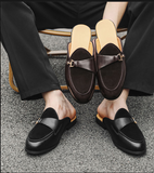 38-46 Faux Suede Leather Dress Shoes Backless Mules Comfortable Classic Summer Men Casual Half Loafers Shoes