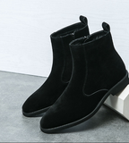 Zip Closure Faux Suede Leather Dress Shoes High Cut Fashion Comfortable Men Ankle Boots