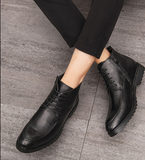Pointed Toe Wedding Dress Shoes Comfortable Lace up All Seasons Men Winter PU Leather Ankle Boots