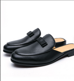 Babouche Homme En Black Dress Shoes Slip on Flat Casual Shoes for Men Dress Half Shoes