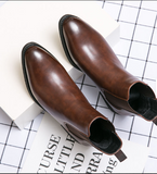 Big Size 38-48 Winter Ankle Chelsea PU Leather Boots Summer Winter Usable Pointed Toe Men Snow Boots