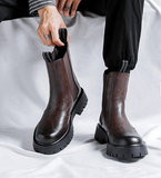 Microfiber Leather Chelsea Boots Fashion Designers Good Looking High Cut Classic Handcrafted Dress Shoes Boots for Men
