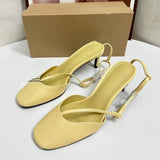 Women's Fashion Versatile Cutout Heeled Sandals - Square Toe, Closed Toe, Thin Straps, Back Strap, Dressy Outdoor Pumps