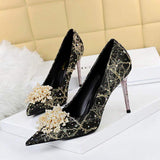 Big Size Diamond Pearl Scarpe Donna Tacco Alto Luxury White Wedding Heels for Bride Shoes