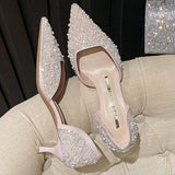 Babouche Talon Sequin Summer and Spring Party Slip on Pumps Mule Heel Shoes