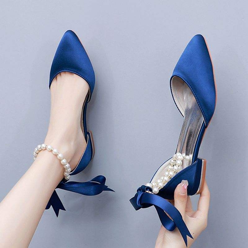 2CM High Quality Woman Shoes Pointed Female Pearl Shoes Office Ladies Pump Flat Shoes for Women