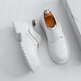 Thick Sole Durable Good Quality Fashion Round Toe Handsome Men White Dress Shoes Loafer for Wedding
