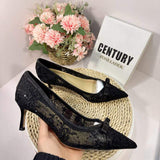 White Wedding Shoes Bridal Designer Lace Pointed Stiletto Female Temperament Heels