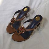 Latest Design Flip Flop Talons Haut Sexy Blue Escarpins Unique High Open Toe Thong Women Heels
