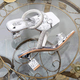 Unique Chaussures Dames De Luxe Talon Square Toe Gold Fashion Trending Women Ladies Fancy Heels