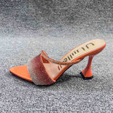 Open Toe Rhinestone Sandalias De Tacon 2024 Summer & Spring Korean New Styles Heels for Women