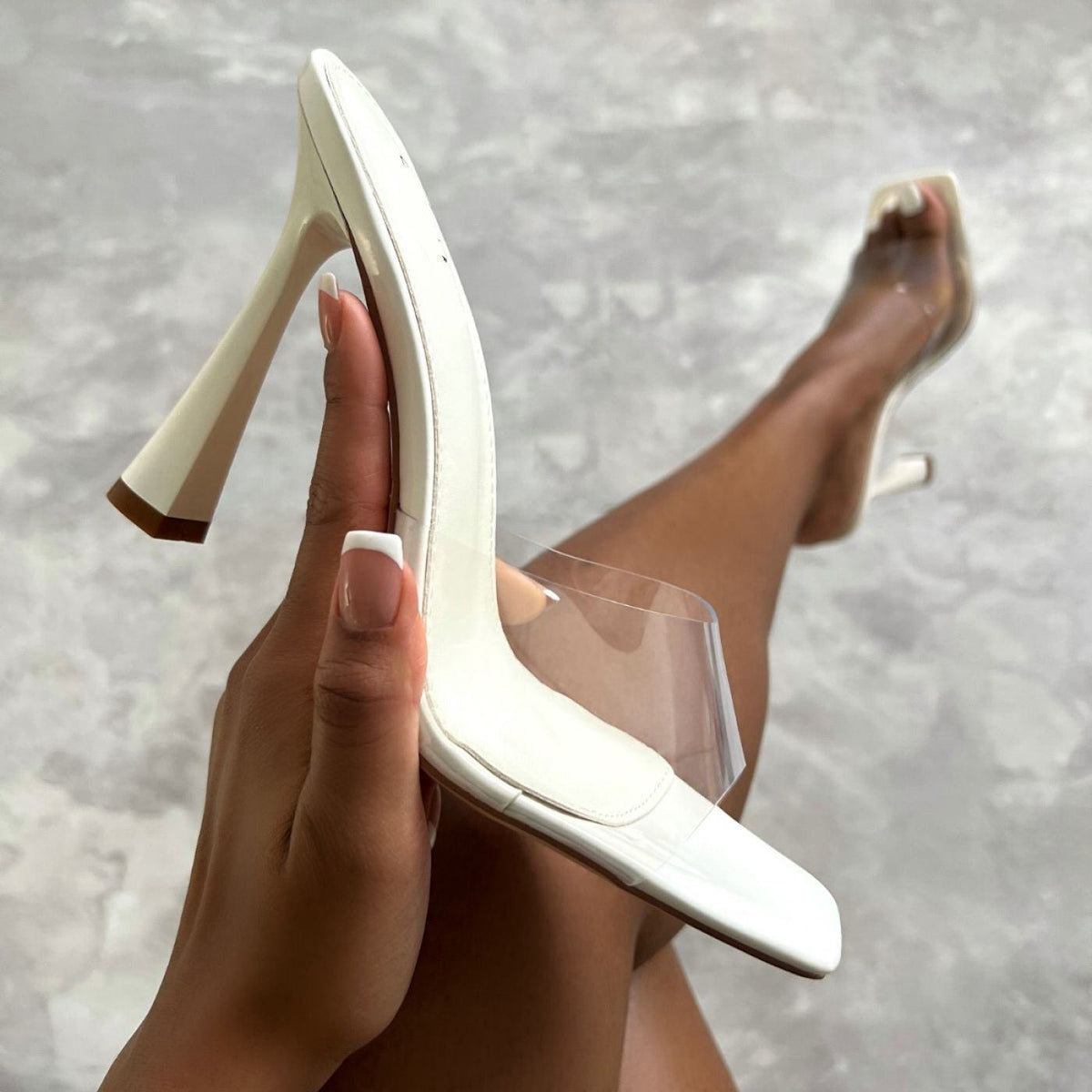 Top Quality 2025 New Trendy Sandales Talon Femme Open Toe Transparent PVC Shoes Women Clear Heels Mules
