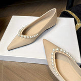 Anti-slip Sandale Handmade Pumps Shoe Pearl Decoration Flat 2025 Sandals for Women
