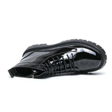 Height Increasing Thick Sole Patent Leather Ankle Boots Lace up Classy Designers Durable Other Boots for Men