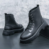 High Ankle Gentlemen Footwear Wedding Groom Shoes Comfortable Black Lace up Boots for Men