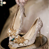 6CM/8CM/10CM Wedding Chaussure Fashion Crystal Rhinestone Luxury High Covering Stiletto Gold Heels for Women