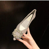Rhinestone Sandale Femme Elastic Slingback Pumps Slide Flat Bottom Sandals for Ladies Footwear