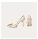 Bridal Wedding Women Pumps Crystal Bowknot Satin Sandals 2025 Summer Heels Party Prom Shoes