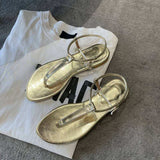 Gold Fashion Sandalias Altas Flip Flops Comfortable Korean Trendy Women's Sandals