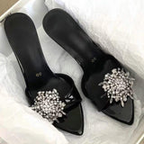 Trendy Shiny Gold Summer Fashion Slipper Open Toe Gold Fashion Heels for Women