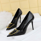 Chaussure Slip on Embroidery Flower Elegant Black Lace 10cm High Pumps Shoes Women Heels for Sexy Ladies