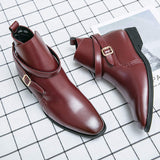 Buckle Strap SIze 38-48/6.5-14 Fashion Designers Durable Formal Business Footwear Men Other Ankle PU Leather Boots
