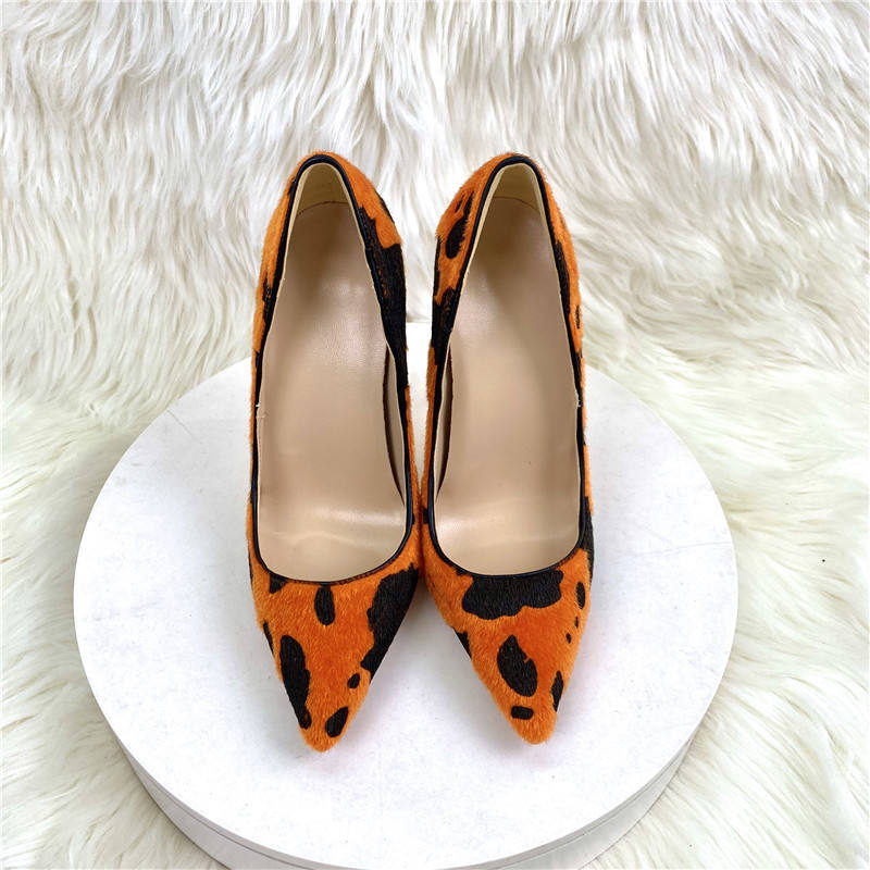 New Women Orange Pointed Toe Sexy Flat 6/8/10/12Cm Customized Designer Shoes Plus Size 34-45 High Heels