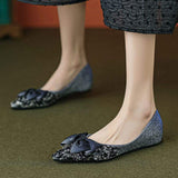 Fashion Low Heel Loafers Women Pointed Toe Pumps Elegant Flat Dress Shoes for Ladies