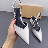 New Arrival Talons Haut Sexy Escarpins White Fashion Women Closed Toe Chunky Block Heels 2025