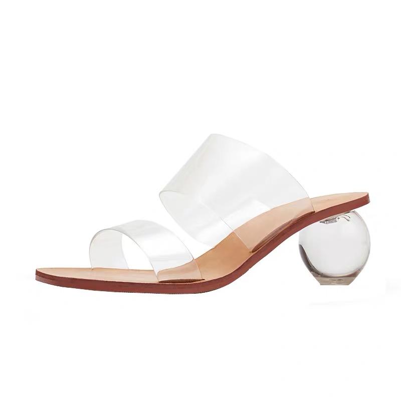 Unique Style Kitten New Trendy  High Crystal Transparent Shoes Low Clear Heels for Women