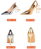 Tacones Plata 2025 Sexy Elegant Pointed Toe Trendy Large Size 43 Low Silver Shoes Women Pumps/ Heels for Ladies
