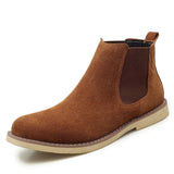 Real Leather Ankle Boots Comfortable High Top Comfortable Suede Genuine Leather Chelsea Boots for Men