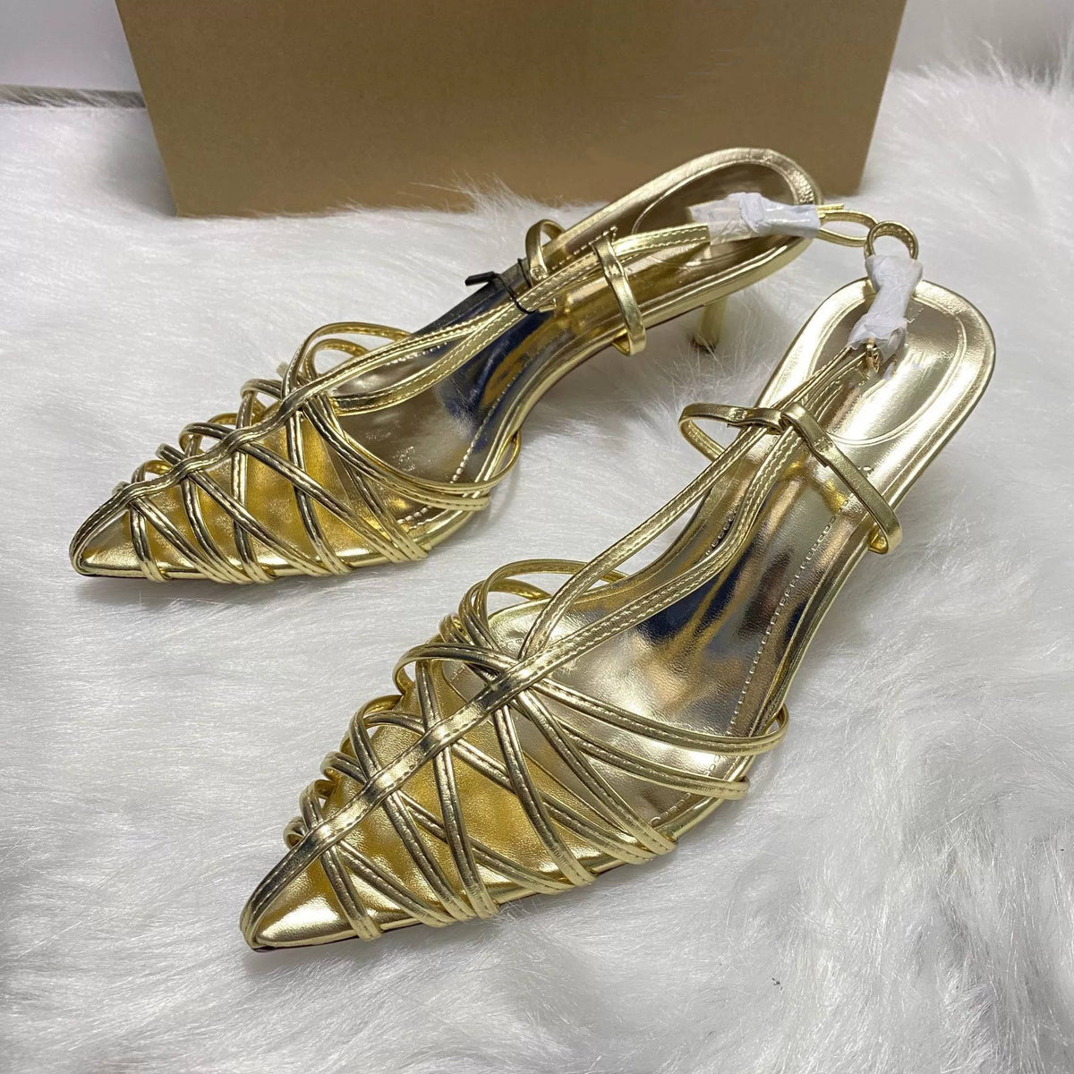 Sexy Women's High-Heel Sandals Fashion Pointed-Toe Lightweight Comfortable Elegant Stiletto Heeded Sandals for Ladies