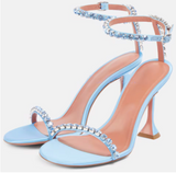 Summer New Arrival Rhinestone Flower Party Women's Sexy Beautiful Sandals - Round Toe, Ankle-Strap Ladies Sexy High Heel Shoes