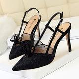 Chaussures Pour Femmes Nouveaux Styles Big Size Lace Slingback Pumps Female Sex Black Bigtree Shoes Heels for Ladies and Women