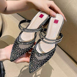Block Pointy Toe Sandals RTS Product Mesh Pumps Champagne Luxury Heels for Woman