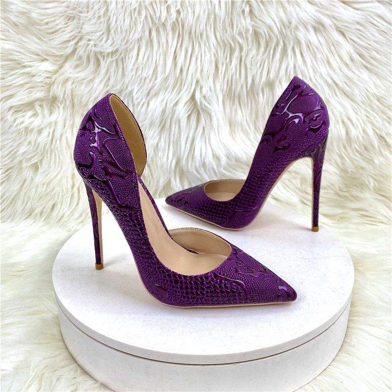 8CM/10CM/12CM New Fashion Sexy Female Shoes Stiletto Party Purple Club Job Heels for Women