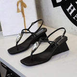 Summer 2025 Fashion Wedges Heels Flip Flops Outdoor Peep Toe Women Ladies Slides Sandals