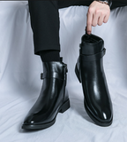 Size 38-47 Casual Dress Shoes Durable Buckle Strap Wedding Party Black Ankle Boots for Men