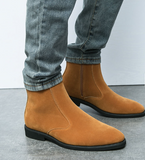 Zip Closure Faux Suede Leather Dress Shoes High Cut Fashion Comfortable Men Ankle Boots