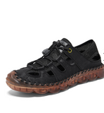 Genuine Leather+Mesh Breathable Fashion Casual Shoes Hard Wearing Close Toe Men Summer Sandals