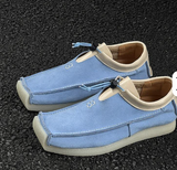 Men Purple Suede Leather Moccasins Square Toe Loafers with Toggle Lace Thick Crepe Sole Comfortable Streetwear Fashion Flats