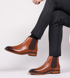 Handsome Comfortable Real Leather Cook Chelsea Boots Height Increasing Thick Sole Formal Slip on Fashion Ankle Boots for Men
