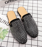 Golden Color Fashion Good Looking Men Mules Casual Shoes Low Heels Rhinestone Upper Men Half Shoes