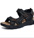 New Sandalias De Hombre Men's Summer Leather Outdoor Rhinestone Sandals with Flat Rubber Insole Breathable Nice Quality