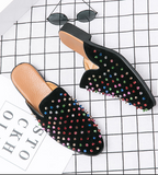 Colorful Spike Rivet Size 38-47 Men Casual Slippers Fancy Slip on Durable Half Loafers Shoes