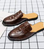 Pantuflas De Hombre Men Black Sole Shoes Backless Low Heel Half Loafers Men Casual Shoes Mules
